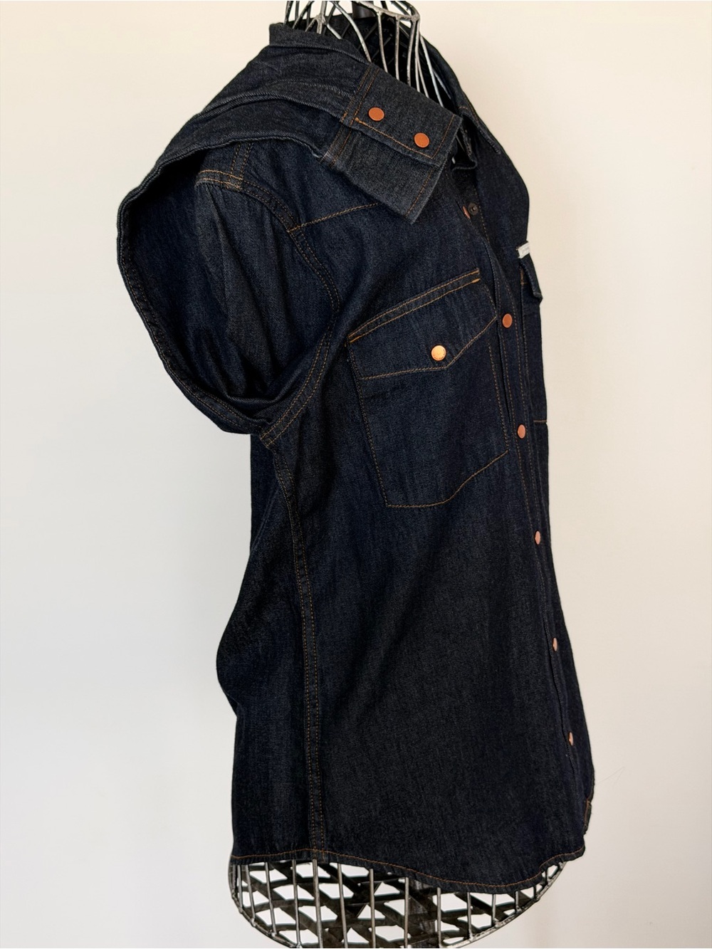 Calvin Klein Dark Denim Western Snap Front Shirt - Picture 2 of 9